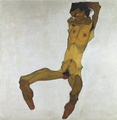 Sitzender männlicher Akt (Selbstporträt) von Egon Schiele